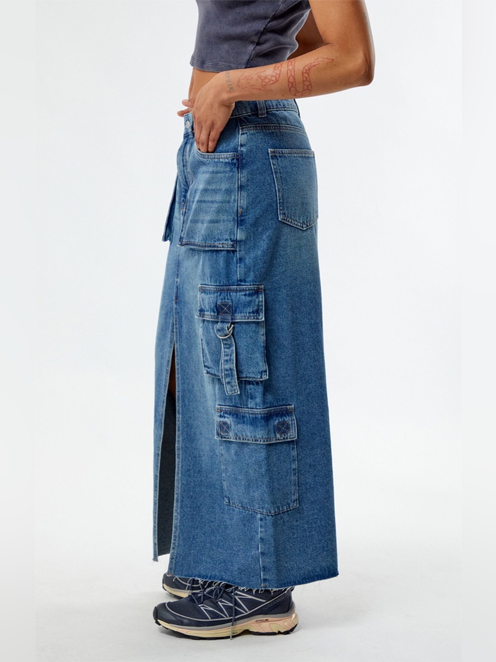 PacSun Blue Denim Cargo Skirt - Picture 2 of 8